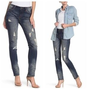 Rock Revival by Remix Mid Rise Straight Distressed Destructed Boho Jeans NWT